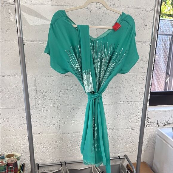 Teal Sequin Embellished Dress - Like New - Size Medium - Picture 2 of 5